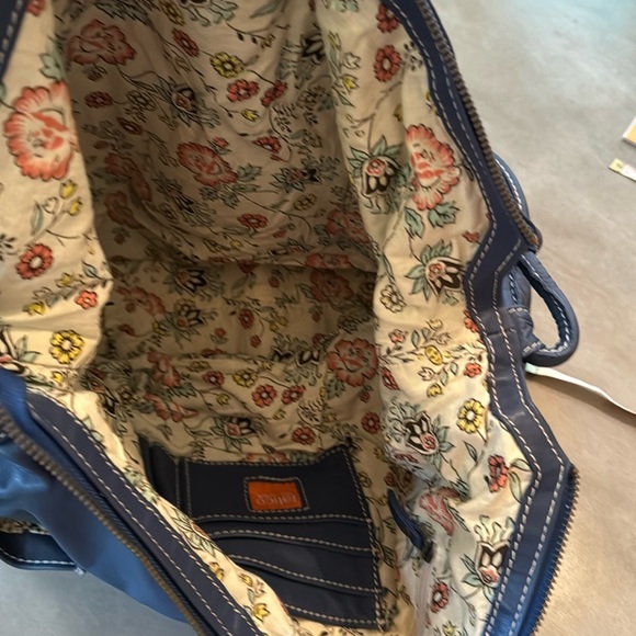 Navy blue leather shoulder bag - Picture 8 of 8